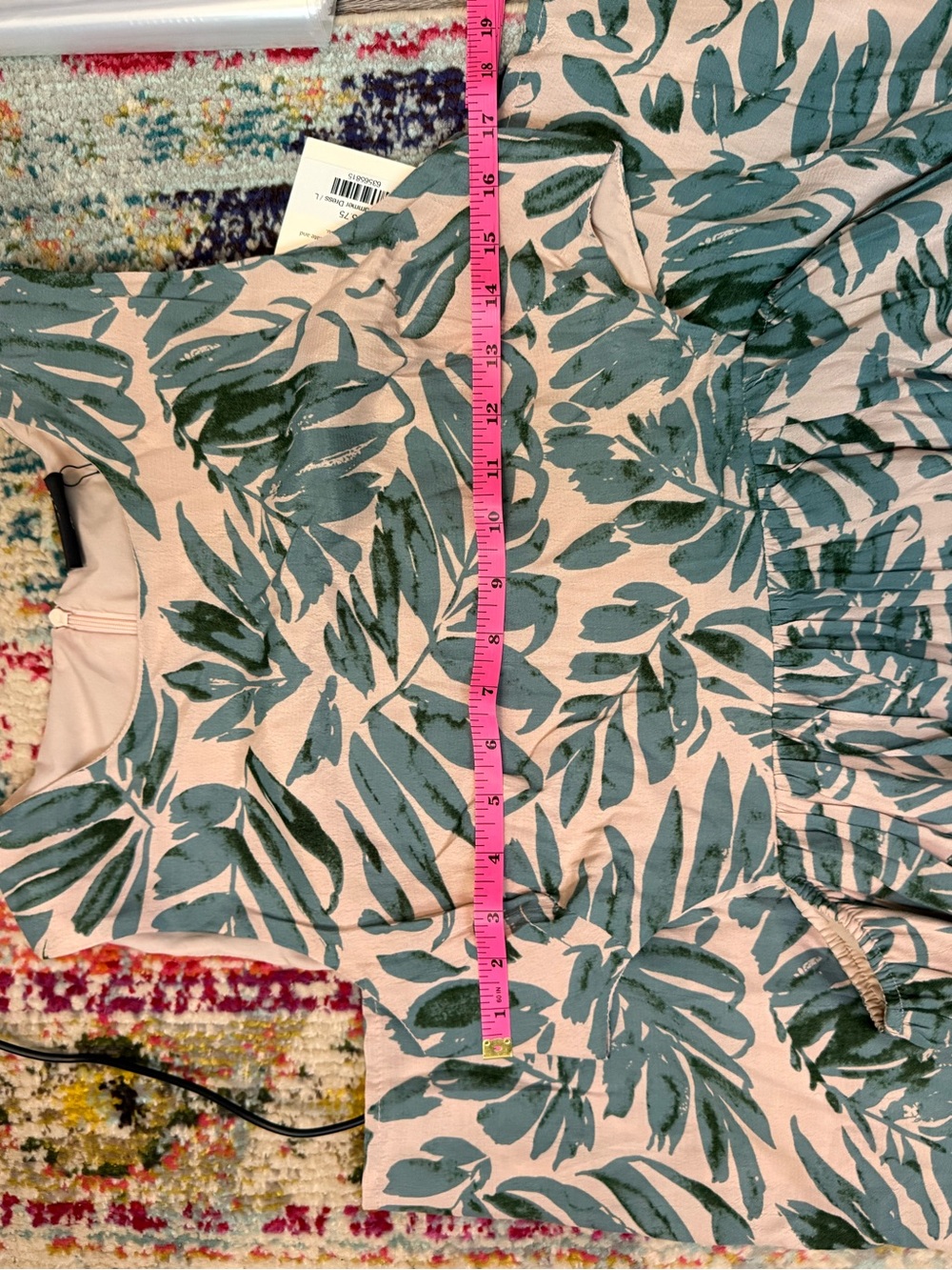 Miou Muse Fern Dress NWT Tropical Leaf Cutout Open Back Maxi Pink Green Large - Picture 6 of 6
